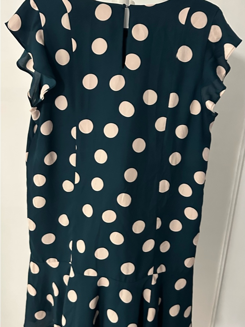 LOFT Teal Dress with Cream Polka Dots